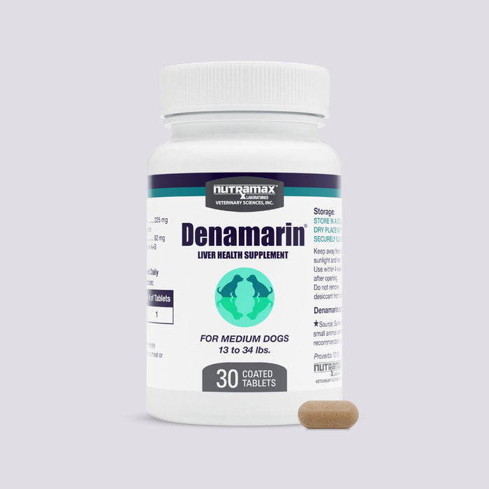 Nutramax Denamarin Liver Health Tablets for Dogs and Cats - 015NM-3000111 - 13 - 34lbs - 30 Tablets - 11
