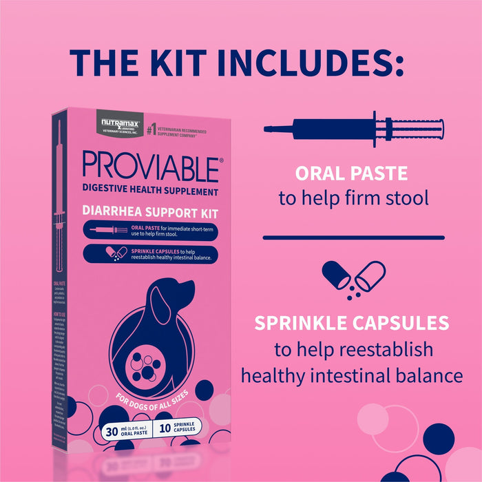 Nutramax Proviable - KP/DC Kit for Dogs and Cats, 10 Capsules - 015NM-30ML - Medium/Large Dogs - 30 mL Paste - 1 ct - 17