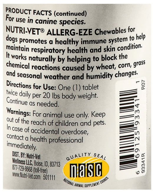 Nutri - Vet Allerg - Eze Canine Chewables - Jeffers - Animal Health & Wellness > Vitamins & Supplements