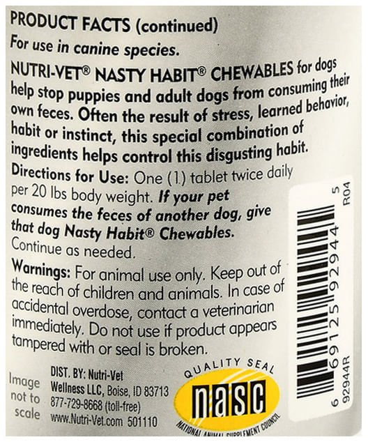 Nutri - Vet Nasty Habit Liver Flavored Chewables, 120 ct - Jeffers - Animal Health & Wellness > Vitamins & Supplements