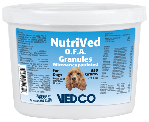 NutriVed O.F.A. Microencapsulated Granule Supplement for Dogs – Roast Beef & Liver, Joint & Skin Support, 650g - WVDE - 650g - 1