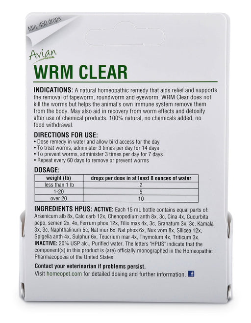 HomeoVet Avian Wrm Clear -   