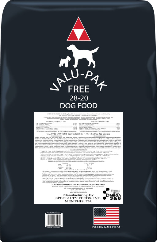 Valu-Pak Free 28-20 Dog Food (Black Bag) - 50 lbs  