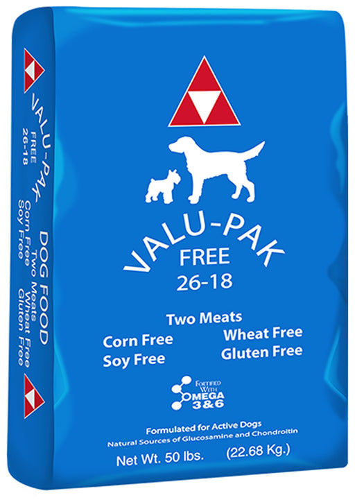 Valu-Pak Free 26-18 Dog Food (Blue Bag), 50 lb -   