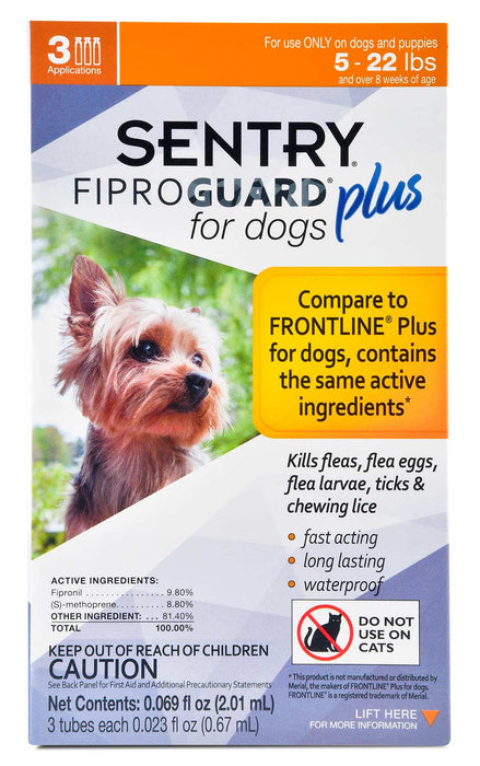 SENTRY Fiproguard Plus for Dogs, 3 Pack - SENTRY Fiproguard Plus, 4-22 lb  