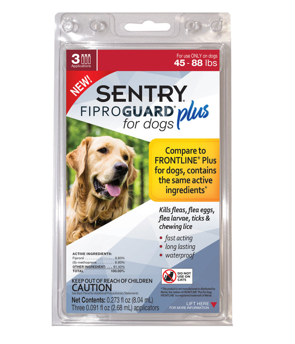 SENTRY Fiproguard Plus for Dogs, 3 Pack - SENTRY Fiproguard Plus, 45-88 lb  