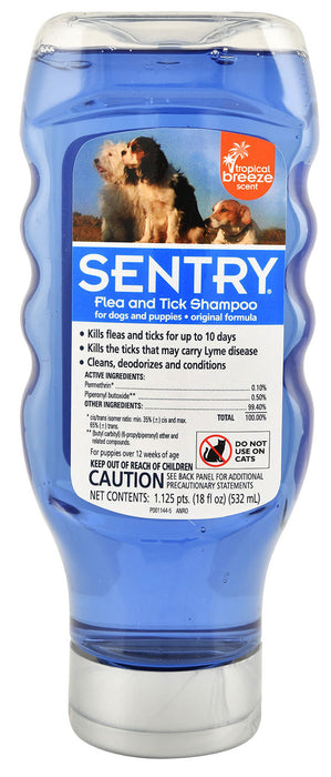 Sentry Flea & Tick Dog Shampoo, Tropical Breeze, 18 oz - 18 oz Sentry Flea & Tick Tropical Breeze Shampoo  