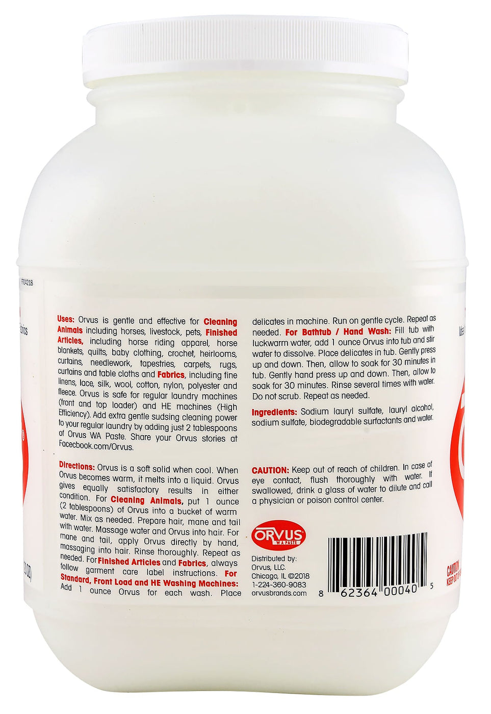 Orvus W.A. Paste Soap Detergent, 7.5 lb — Jeffers