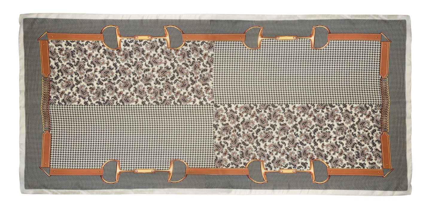 Paisley & Houndstooth Snaffle Bits Silky Scarf, 35' x 70' - Jeffers - Women > Accessories, Jewelry, Handbags