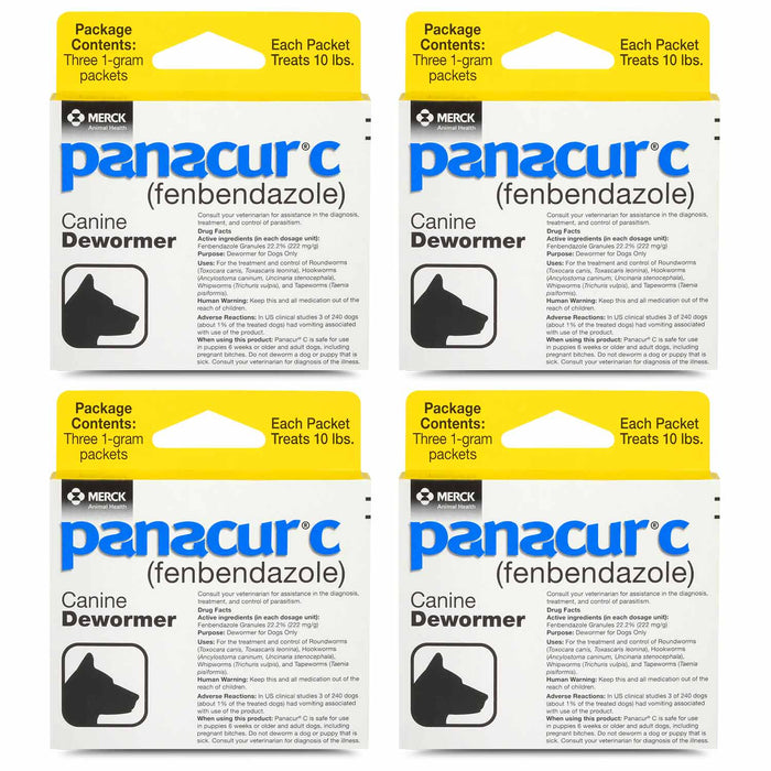 Panacur C Canine Dewormer (Fenbendazole Granules) - 016ITV02-1-4-PK - 1 g - 4 Pack - 6