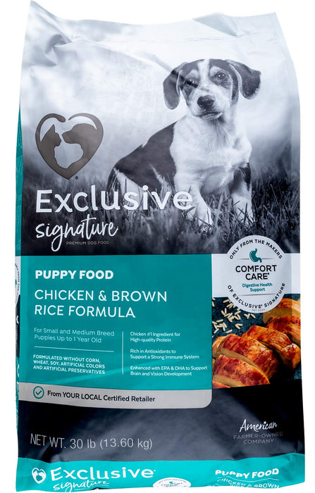 Purina Exclusive Puppy Food, Chicken/Brown Rice - 30 lb Purina Exclusive Chicken/Brown Rice Puppy Food  