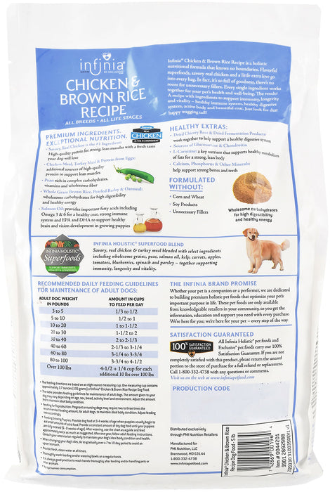 Infinia Chicken & Brown Rice Dog Food - 5 lb Infinia Chicken & Brown Rice Dog Food  