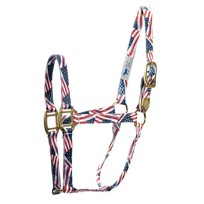Patriotic Flag Foal Horse Halter – 3/4" Adjustable Nylon Halter - MBR1 - Red, White & Blue - Foal/Average - 1 - 1