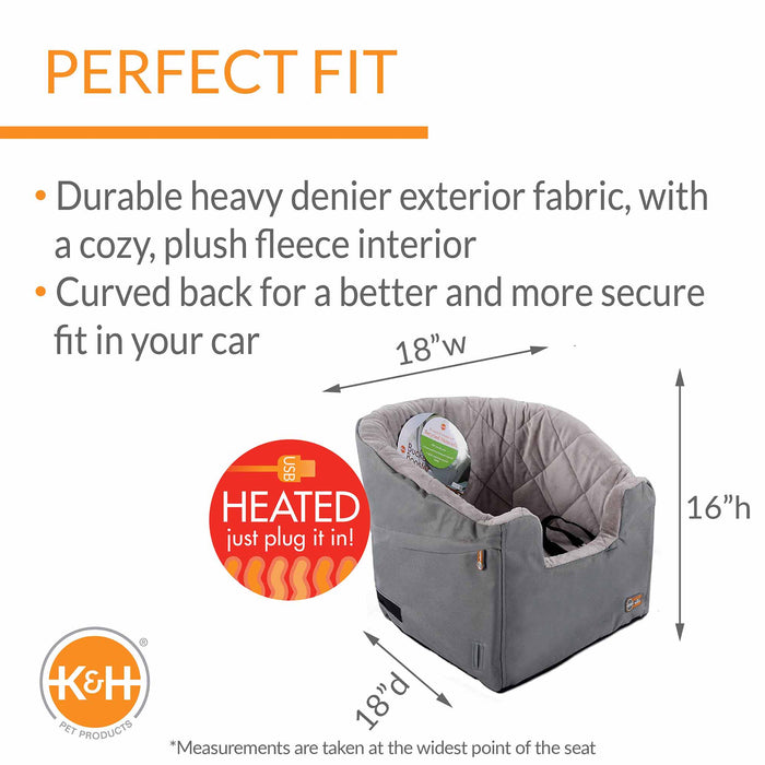 K&H Pet Products Bucket Booster Pet Seat Heated Knockdown Color Gray