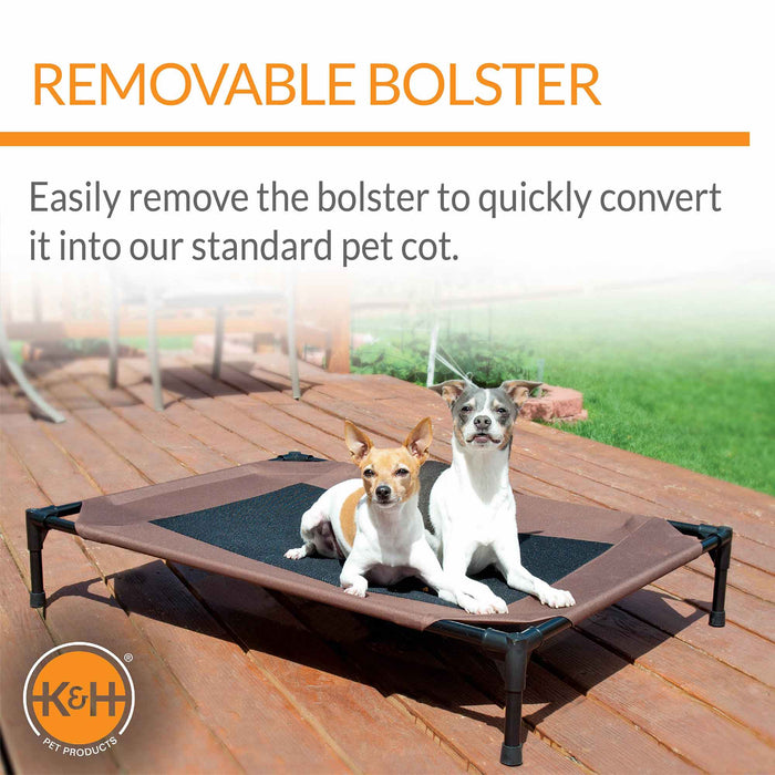 K&H Pet Products Original Bolster Pet Cot Elevated Pet Bed Color Chocolate/Black