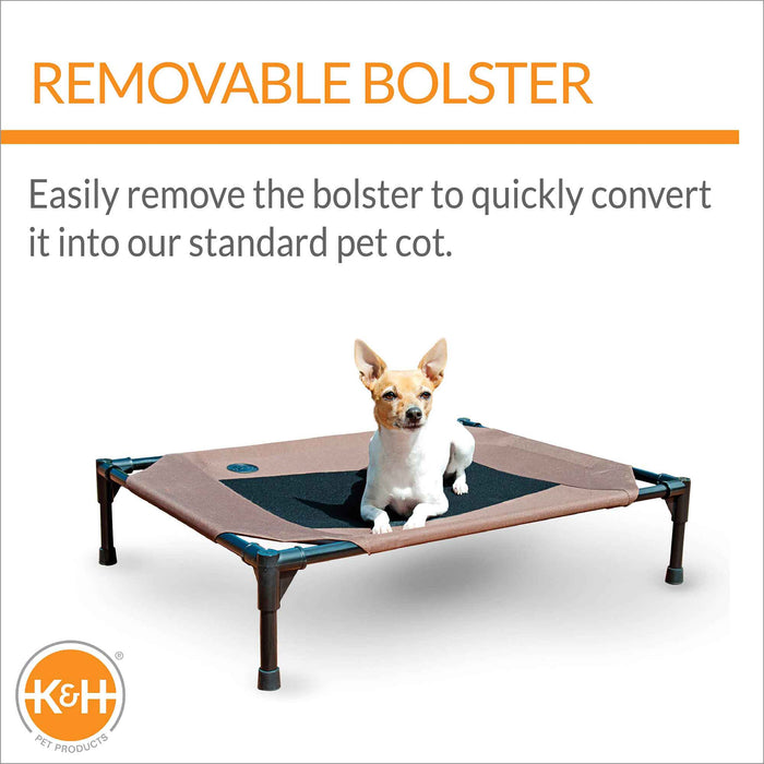 K&H Pet Products Original Bolster Pet Cot Elevated Pet Bed Color Chocolate/Black