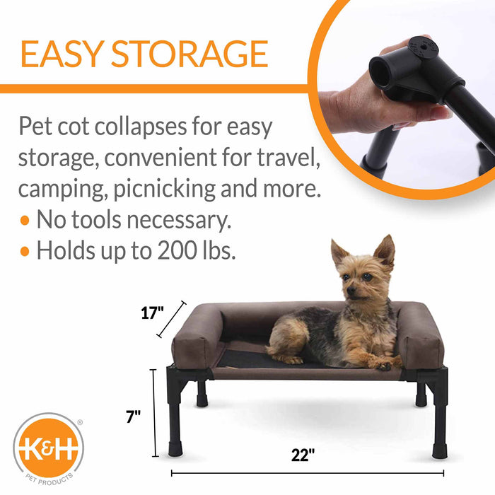 K&H Pet Products Original Bolster Pet Cot Elevated Pet Bed Color Chocolate/Black