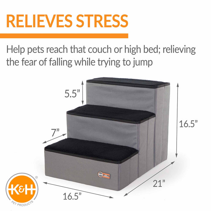 K&H Pet Products Pet Stair Steps with Storage Color Gray/Black