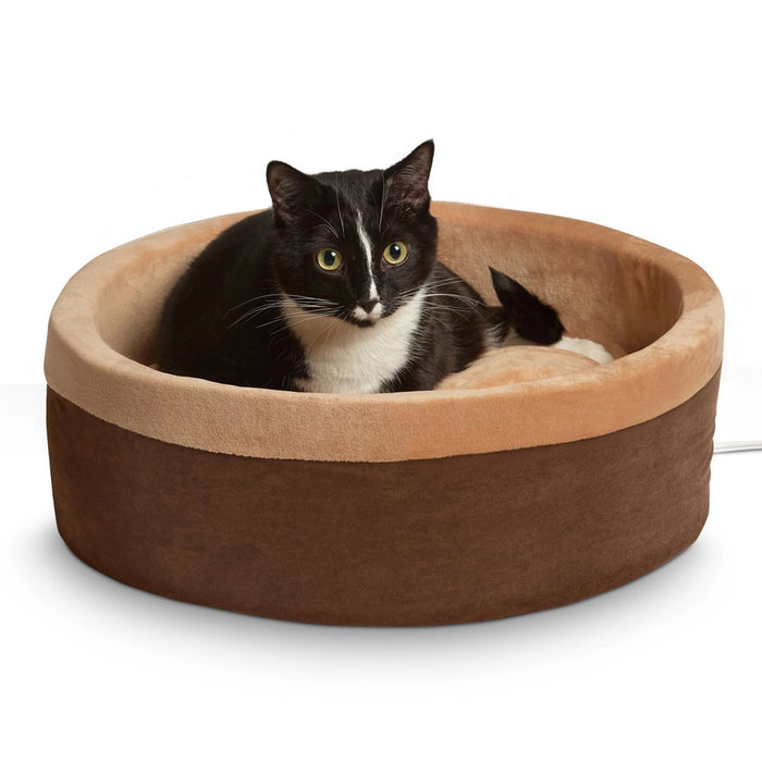 K&H Pet Products Thermo-Kitty Bed Indoor Heated Cat Bed Color Brown