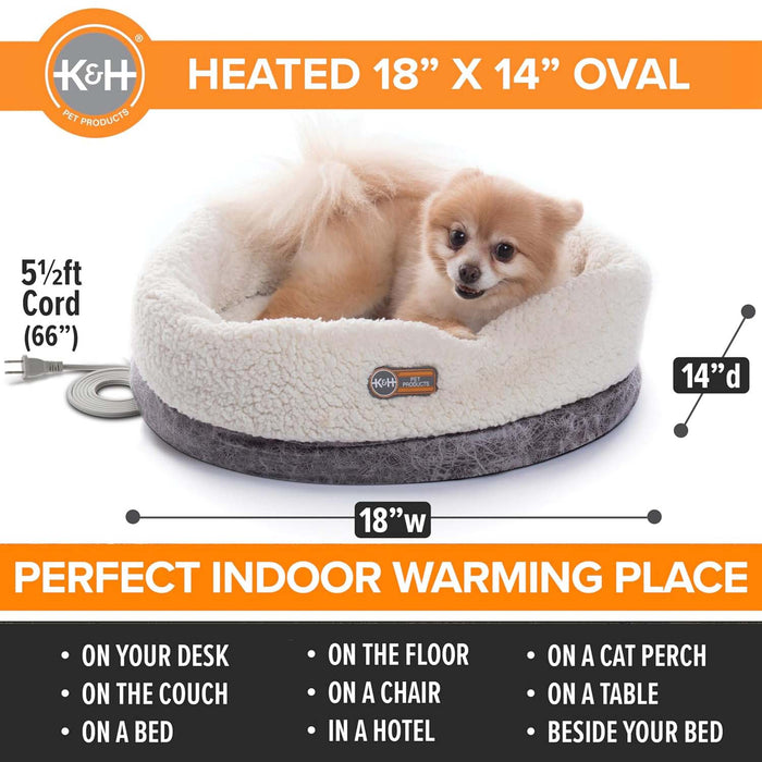 K&H Pet Products Thermo-Snuggle Cup Bomber - Indoor Heated Cat Bed Color Grey