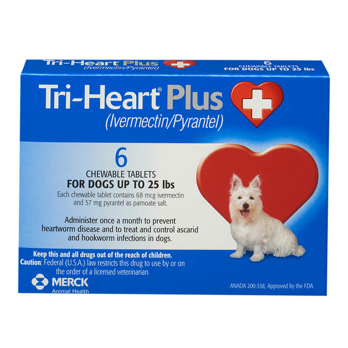 Rx Tri-Heart Plus Chewable Tablets for Dogs, 6 count - Tri-Heart Plus for 0-25 lb Dogs  