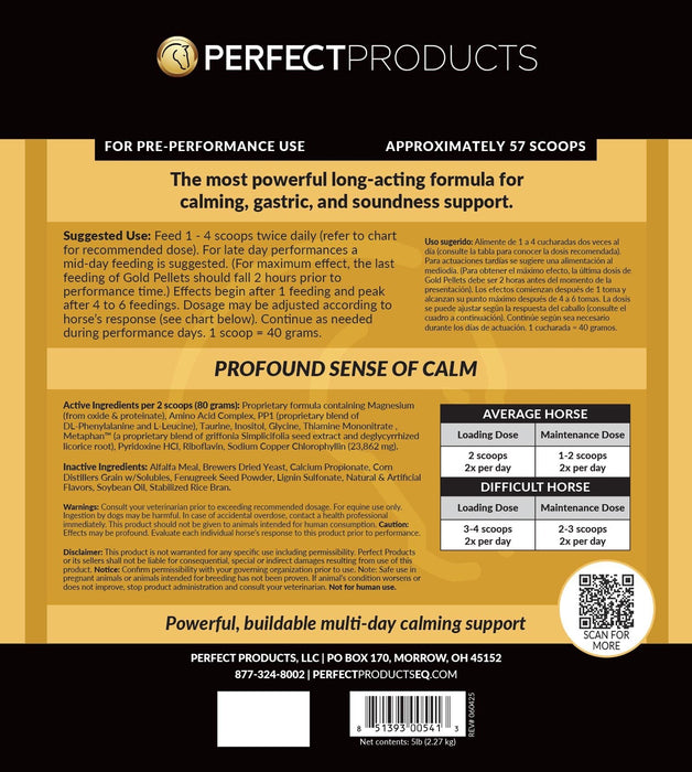 Perfect Prep EQ Gold Complete Show Safe Calming Pellets for Horses - PEPBK - 5 lb Bag - 6