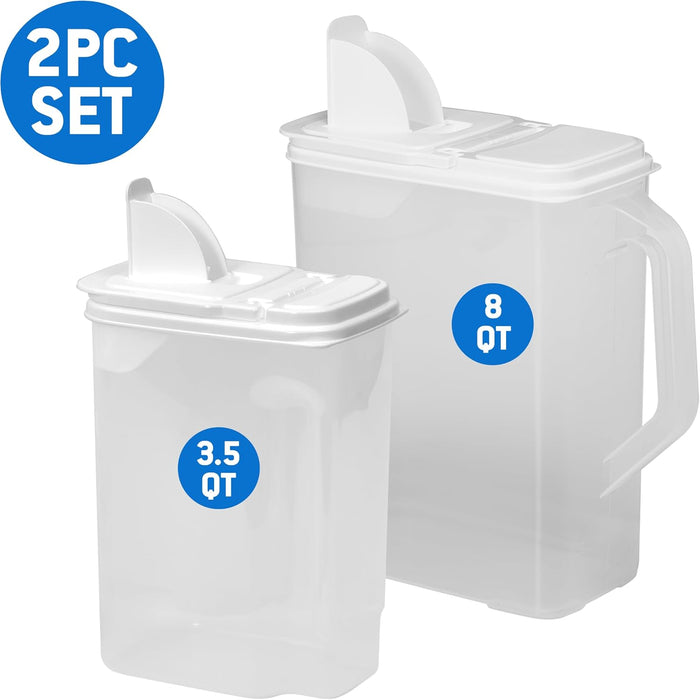 Pet Food Keeper - BU2Q - White Lid / Clear Base - 3.5 qt & 8 qt - 2 ct - 4