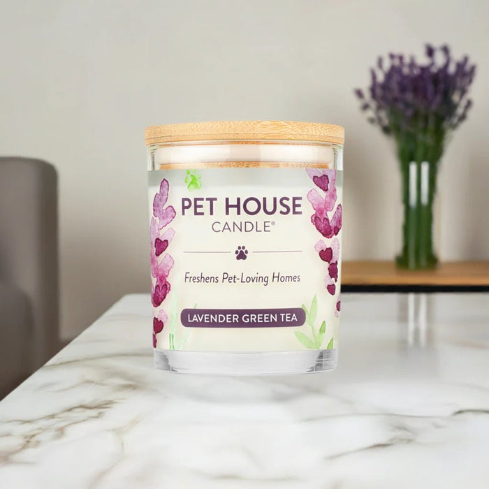 Pet House Candle, 9 oz – Pet Odor Eliminating, Non - Toxic, Long - Lasting, Hand - Poured in USA - PHC7 - Lavender Green Tea - 9 oz - 1 ct - 35