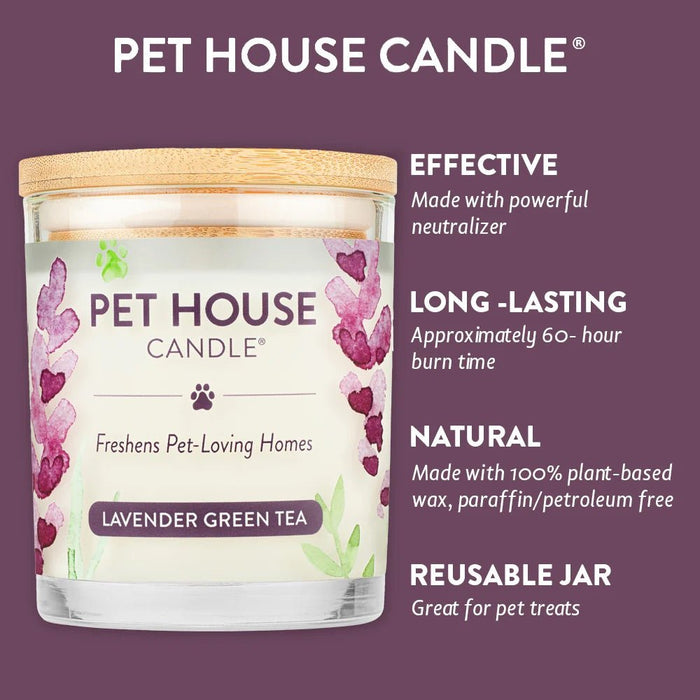 Pet House Candle, 9 oz – Pet Odor Eliminating, Non - Toxic, Long - Lasting, Hand - Poured in USA - PHC7 - Lavender Green Tea - 9 oz - 1 ct - 34