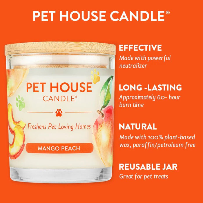 Pet House Candle, 9 oz – Pet Odor Eliminating, Non - Toxic, Long - Lasting, Hand - Poured in USA - PHC9 - Mango Peach - 9 oz - 1 ct - 46