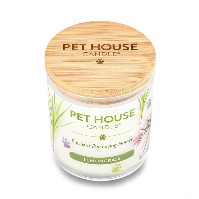 Pet House Candle, 9 oz – Pet Odor Eliminating, Non - Toxic, Long - Lasting, Hand - Poured in USA - PHCG - Lemongrass - 9 oz - 1 ct - 80