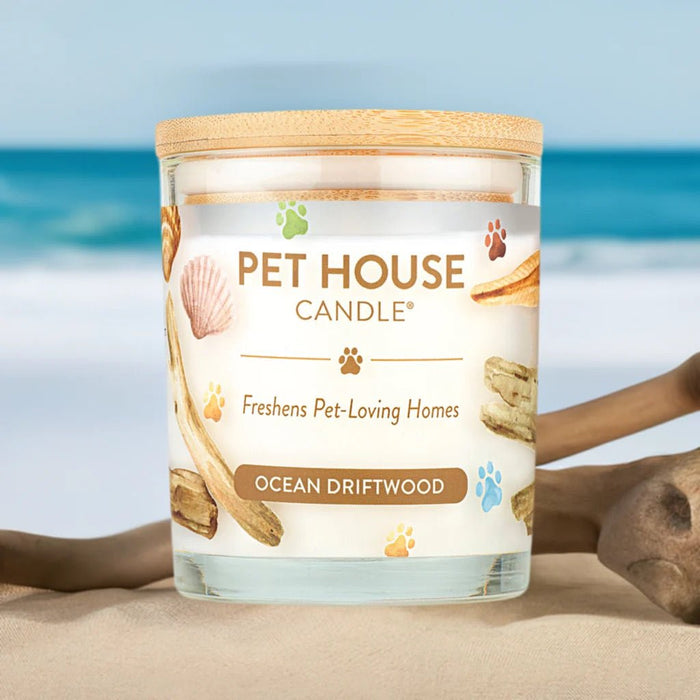Pet House Candle, 9 oz – Pet Odor Eliminating, Non - Toxic, Long - Lasting, Hand - Poured in USA - PHCH - Ocean Driftwood - 9 oz - 1 ct - 87