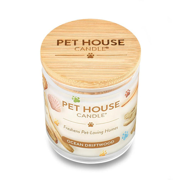 Pet House Candle, 9 oz – Pet Odor Eliminating, Non - Toxic, Long - Lasting, Hand - Poured in USA - PHCH - Ocean Driftwood - 9 oz - 1 ct - 85