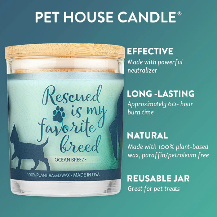 Pet House Candle, 9 oz – Pet Odor Eliminating, Non - Toxic, Long - Lasting, Hand - Poured in USA - PHCM - Ocean Breeze - 9 oz - 1 ct - 107