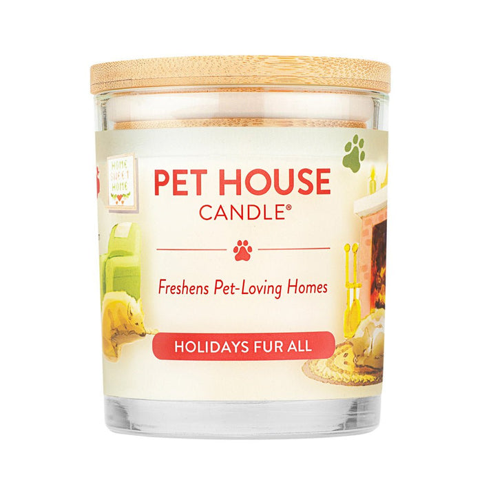Pet House Candle, 9 oz – Pet Odor Eliminating, Non - Toxic, Long - Lasting, Hand - Poured in USA - PHCQ - Holiday Fur All - 9 oz - 1 ct - 112