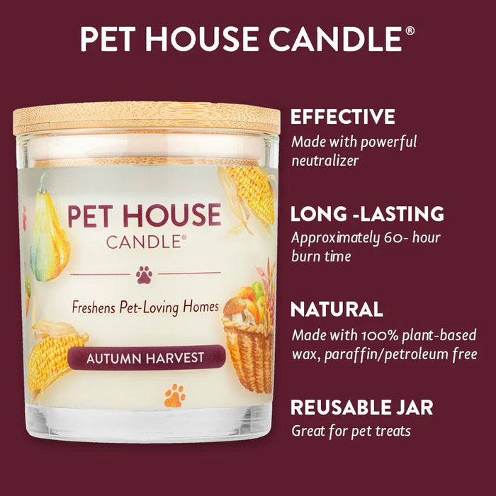 Pet House Candle, 9 oz – Pet Odor Eliminating, Non - Toxic, Long - Lasting, Hand - Poured in USA - PHCT - Autumn Harvest - 9 oz - 1 ct - 128