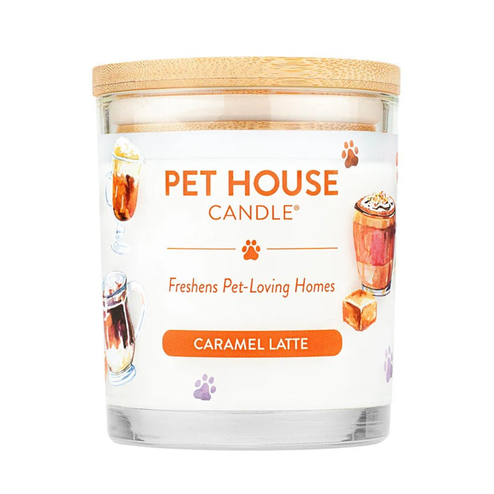 Pet House Candle, 9 oz – Pet Odor Eliminating, Non - Toxic, Long - Lasting, Hand - Poured in USA - PHCU - Caramel Latte - 9 oz - 1 ct - 130