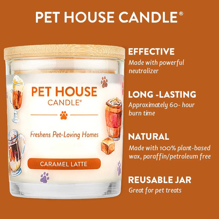 Pet House Candle, 9 oz – Pet Odor Eliminating, Non - Toxic, Long - Lasting, Hand - Poured in USA - PHCU - Caramel Latte - 9 oz - 1 ct - 133