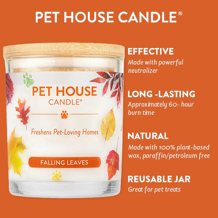 Pet House Candle, 9 oz – Pet Odor Eliminating, Non - Toxic, Long - Lasting, Hand - Poured in USA - PHCV - Falling Leaves - 9 oz - 1 ct - 137