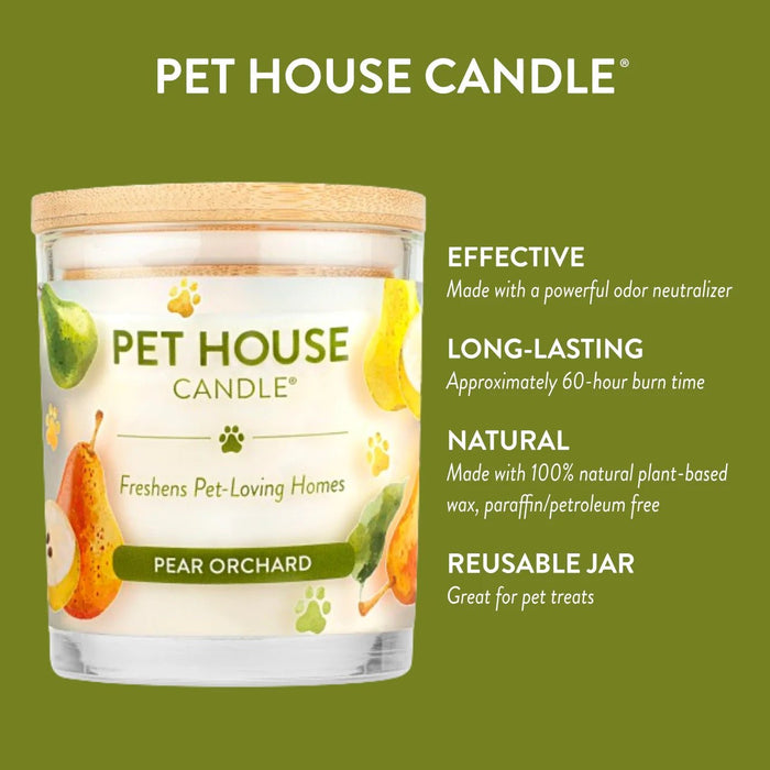 Pet House Candle, 9 oz – Pet Odor Eliminating, Non - Toxic, Long - Lasting, Hand - Poured in USA - PHCW - Pear Orchard - 9 oz - 1 ct - 141