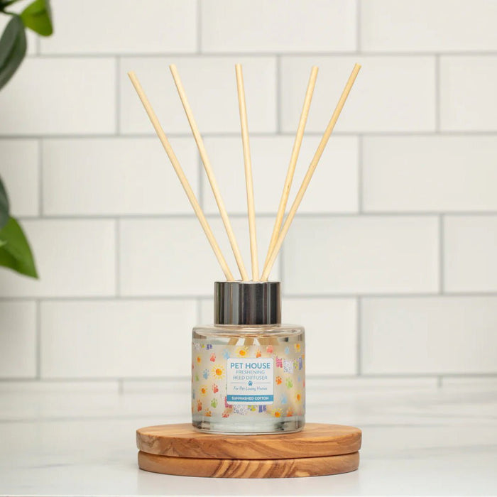 Pet House Reed Diffuser – Pet - Friendly Odor Neutralizer for Homes - PHCBW - Sunwashed Cotton - 3 fl oz - 18