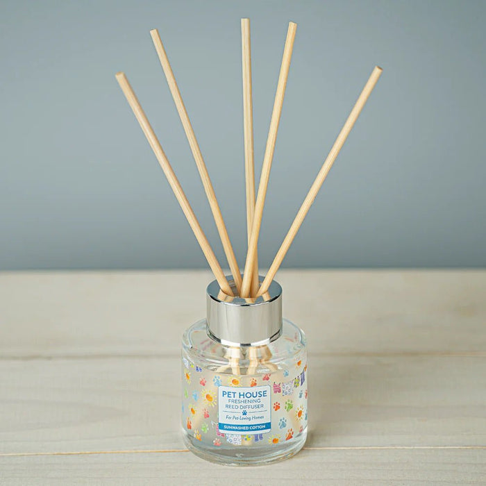Pet House Reed Diffuser – Pet - Friendly Odor Neutralizer for Homes - PHCBW - Sunwashed Cotton - 3 fl oz - 17