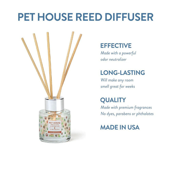 Pet House Reed Diffuser – Pet - Friendly Odor Neutralizer for Homes - PHCBY - Evergreen Forest - 3 fl oz - 28