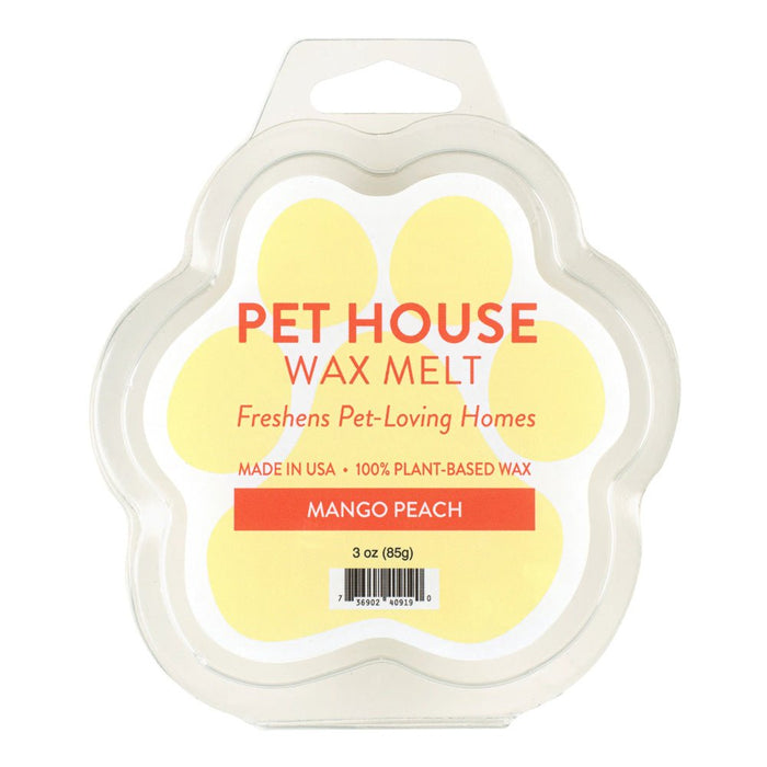 Pet House Wax Melts – 100% Natural Plant - Based, Odor - Eliminating, Paw - Shaped, Pet - Friendly - PHCB1 - Mango Peach - 3 oz - 17