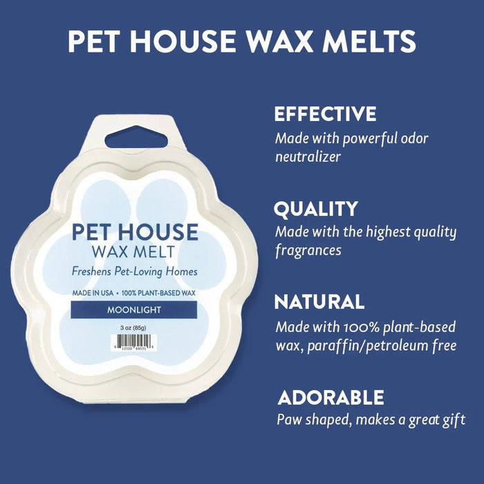 Pet House Wax Melts – 100% Natural Plant - Based, Odor - Eliminating, Paw - Shaped, Pet - Friendly - PHCB3 - Moonlight - 3 oz - 22