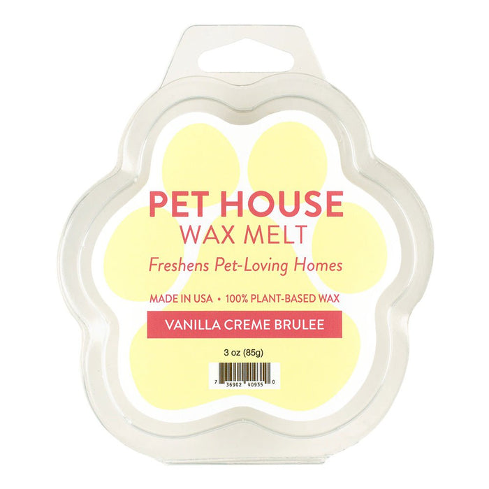 Pet House Wax Melts – 100% Natural Plant - Based, Odor - Eliminating, Paw - Shaped, Pet - Friendly - PHCB6 - Crème Brulee - 3 oz - 28