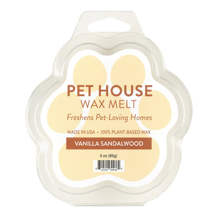 Pet House Wax Melts – 100% Natural Plant - Based, Odor - Eliminating, Paw - Shaped, Pet - Friendly - PHCB7 - Vanilla Sandalwood - 3 oz - 30