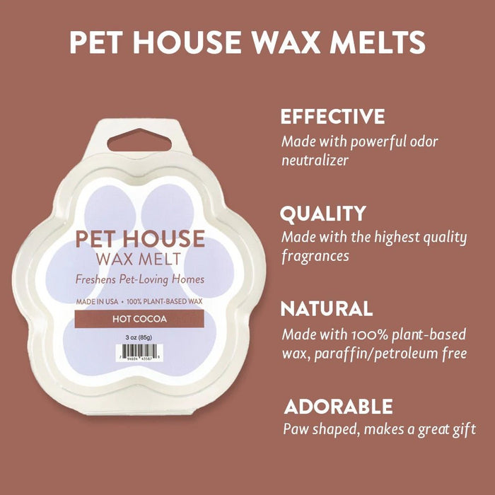 Pet House Wax Melts – 100% Natural Plant - Based, Odor - Eliminating, Paw - Shaped, Pet - Friendly - PHCBA - Hot Cocoa - 3 oz - 37