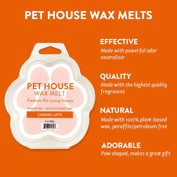 Pet House Wax Melts – 100% Natural Plant - Based, Odor - Eliminating, Paw - Shaped, Pet - Friendly - PHCBD - Caramel Latte - 3 oz - 43