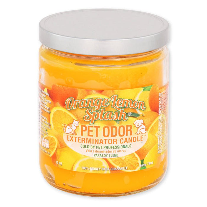 Pet Odor Exterminator Candle – Enzyme - Based Odor Eliminating Candle Safe for Pets - SPTAT - Orange Lemon Splash - 13 oz - 35